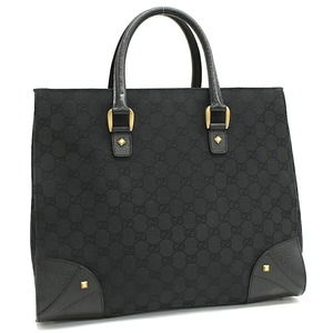Gucci Bag Studs Tote Leather Black GG Handbag